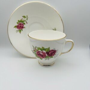 Old Royal Bone China Tea Cup Saucer Rose Pink Gold Trim England Vintage Set